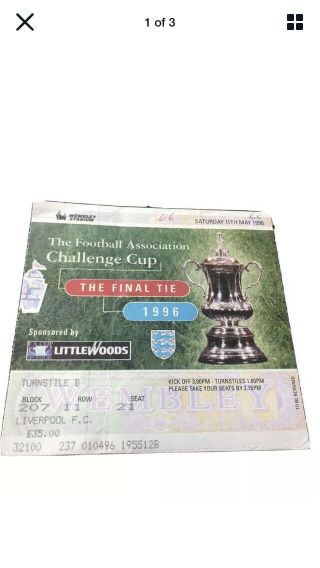 FA Cup Final Programme 1996 Liverpool V Man U RARE,  Ticket 3