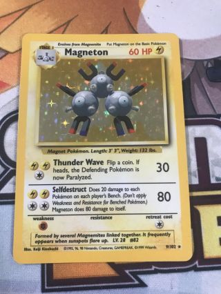 Magneton 9/102 Lp Lightly Played Base Set Holofoil Rare Holo Pokemon Card