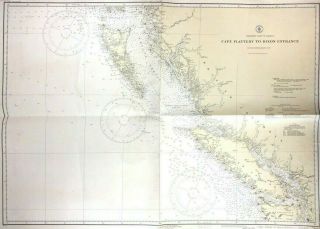 Vtg 1937 Pacific Northwest Coastal Vancouver Island Nautical Chart Canada Bc Map