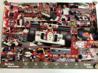Rare Mclaren " Ayrton Senna " F1 Poster