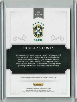 2018 NATIONAL TREASURES SOCCER Douglas Costa Brazil Penmanship Gold SSP Auto /10 3