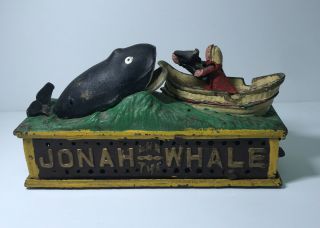 Antique Cast Iron Jonah and the Whale Mechanical Bank 3