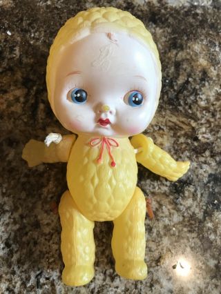 Vintage Celluloid Kewpie Type Doll Glancing Eyes Occupied Japan Snow Baby Strung