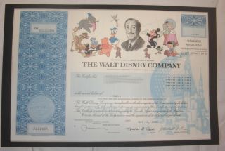 Rare 2002 Walt Disney Company Stock Certificate 1 Full Share