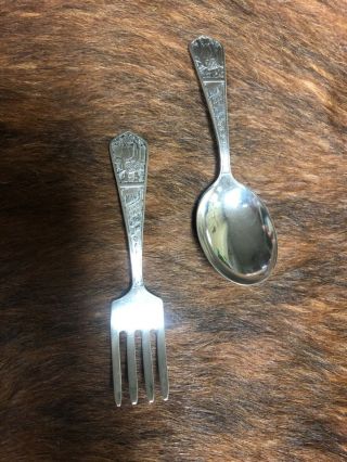 Sterling Silver Mary Had A Little Lamb Child’s Fork And Spoon