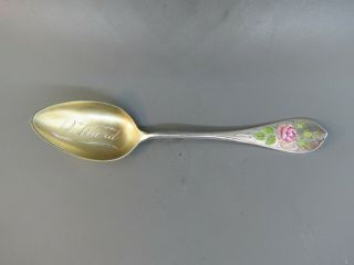 Victorian Enameled Sterling Souvenir Spoon Oakland California 1890 
