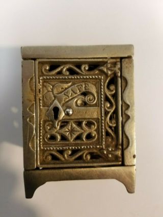 Antique Cast Iron Safe Coin Bank Marked June 2,  1896