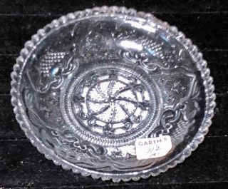Antique Sandwich Glass " Princess Feather Medallion " Variant Small Glass Bowl