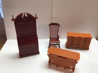 Marx Dollhouse Furniture 1:16 Secretary Gate Leg Table Dresser Rocker
