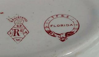 ANTIQUE Ironstone 3 PIECE COVERED SOAP DISH OVAL Pink & White T F & S FLORIDA 3