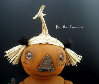 Primitive Folk Art Halloween Fall Pumpkin Cloth Doll - Prissy Penelope