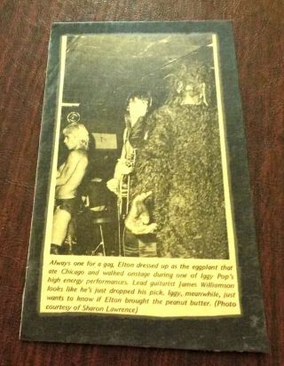 Iggy& The Stooges & Elton John Concert Photo Clipping Atlanta,  Ga 1973 - Rare