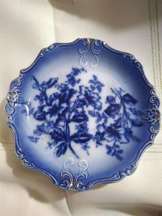 Blue & White Antique Dark Flow Blue Floral Plate 9.  5 " No Markings Early 1800 