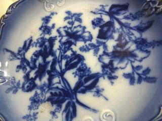 Blue & White Antique Dark Flow Blue Floral Plate 9.  5 
