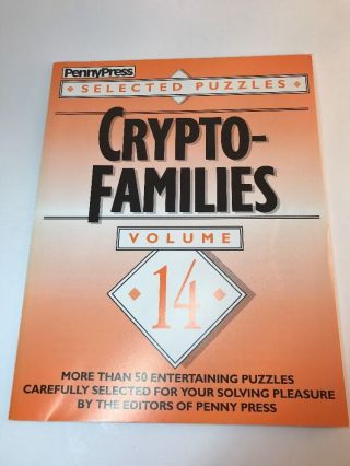 Rare Crypto - Families Volume 14 Penny Press Selected Puzzle Variety Htf 1992