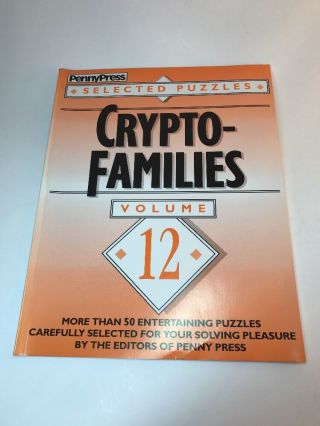 Rare Crypto - Families Volume 12 Penny Press Selected Puzzle Variety Htf 1992