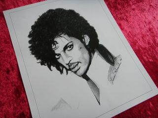 Prince Purple Rain Penciled Poster Drawing 1985 Concert Tour Memorabilia Rare