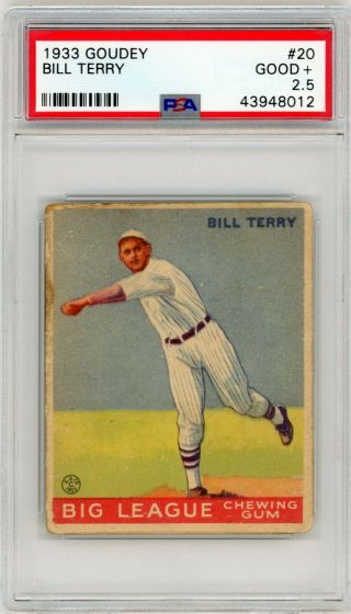 1933 Goudey Bill Terry Psa 2.  5 Good,  20 York Giants Hof Rare
