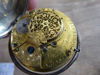 Rare Interesting Antique Solid Silver Worcester Thomas Fusee Verge Pocket Watch