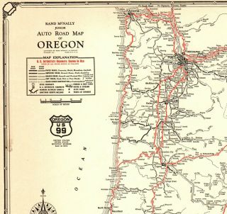 1932 Antique Oregon State Map Auto Trails Road Map Rare Poster Size 4427