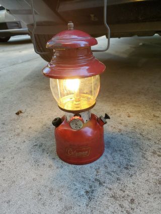 Vintage Coleman 200a 200 A Red Single Mantle Gas One Extra Mantle.