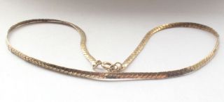 Vintage Antique 925 Sterling Silver Flat Gold Plated Chain Stunning Necklace 8g