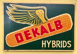 Vintage Dekalb Hybrid Seed Corn Masonite Sign Farm Advertising Rare