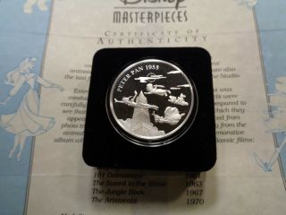 Peter Pan Disney 1953 Movie Release Masterpiece 999 Silver Coin Rare Case