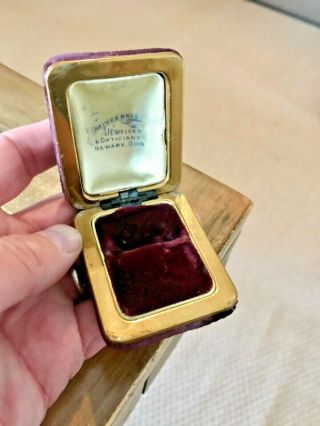 Very Unusual Velvet Antique Ring Box.  Vintage Jewelry Box.  Antique Jewellery Box