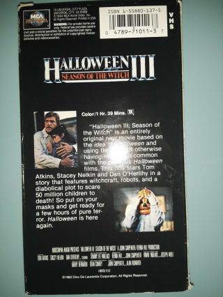 Halloween 3 Season of The Witch vhs rare tape cover oop horror 2