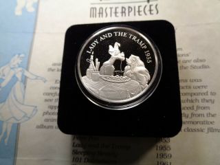 Lady & The Tramp Disney 1955 Movie Release Masterpiece 999 Silver Coin Rare