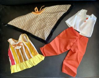 Vintage 1970’s Ideal Velvet Doll Pants,  Top Dress & Poncho Set