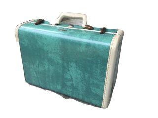 Vintage Samsonite Shwayder Bros Emerald Green Marble Suitcase Luggage