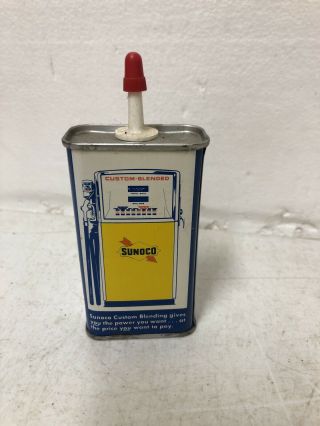 Rare Vintage Sunoco Household Oil Advertising Tin Can Handy Oiler 3