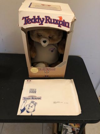 Vintage 1985 Teddy Ruxpin Talking Bear World Of Wonders Box With Poster