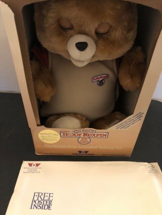 Vintage 1985 Teddy Ruxpin Talking Bear WORLD OF WONDERS Box With Poster 2