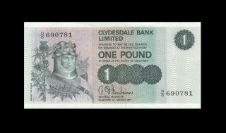 1.  3.  1971 Clydesdale Bank Scotland One Pound Rare Date ( (gem Unc))