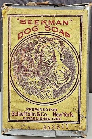 Rare Antique Beekman Dog Soap In Wrapper Nr