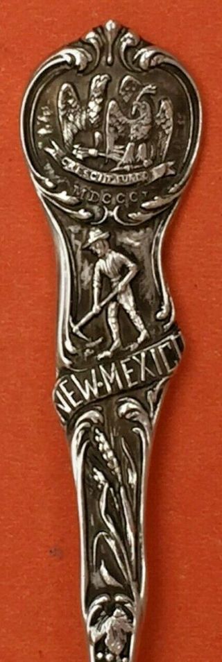 Fancy Roswell Mexico State Sterling Silver Souvenir Spoon By Watson