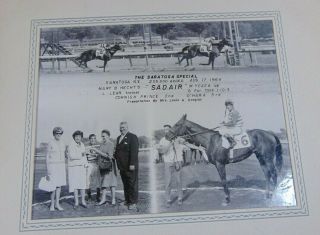 Rare Saratoga Ny Horse Racing Photo Sadair 1964 Mary B Hecht Owner Special Vgc