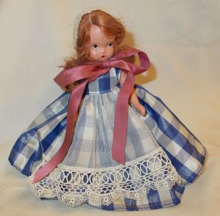 Vintage Nancy Ann Story Book Hard Plastic Doll 5.  5 "