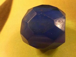 Antique Faceted Russian Blue World Trade Bead Rare Giant Size 14 By 13.  3 Mm