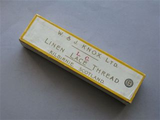 Antique Box 6 Linen Lace Thread.  W J Knox - Kilbirnie - Scotland