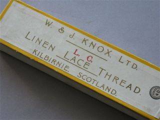 Antique Box 6 Linen Lace Thread.  W J Knox - Kilbirnie - Scotland 2