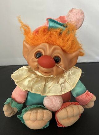 Vintage Clown Troll Doll Thomas Dam 1985 Denmark Rare Color Combo Pvc Pellets