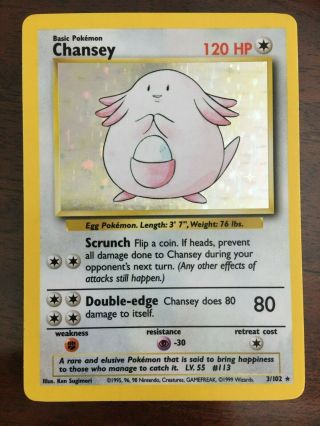 Chansey - 3/102 - Holo - Pokemon Card - Rare - Base Set