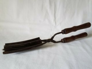 Antique Hair Curler Crimper Curling Iron Wood Handle Vintage Styling Hand Tool