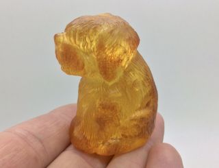 Rare Antique Carved Baltic Amber Dog Figure 33 Grams Not Necklace