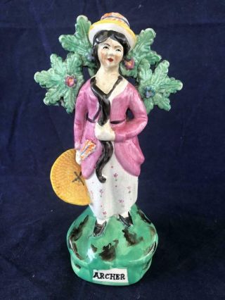 Good Antique Early Staffordshire Pottery Figure Archer.