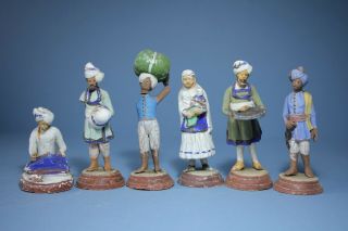 6 X Handmade Unfired Clay Figures From India